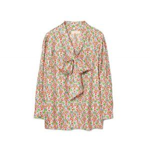 Tory Burch Floral Silk Removable Bow Blouse